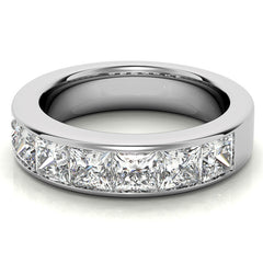 4mm 7-Stone Princess cut Moissanite Channel Anniversary Ring