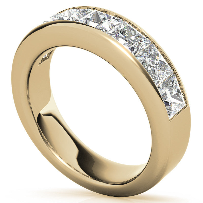 4mm 7-Stone Princess cut Moissanite Channel Anniversary Ring