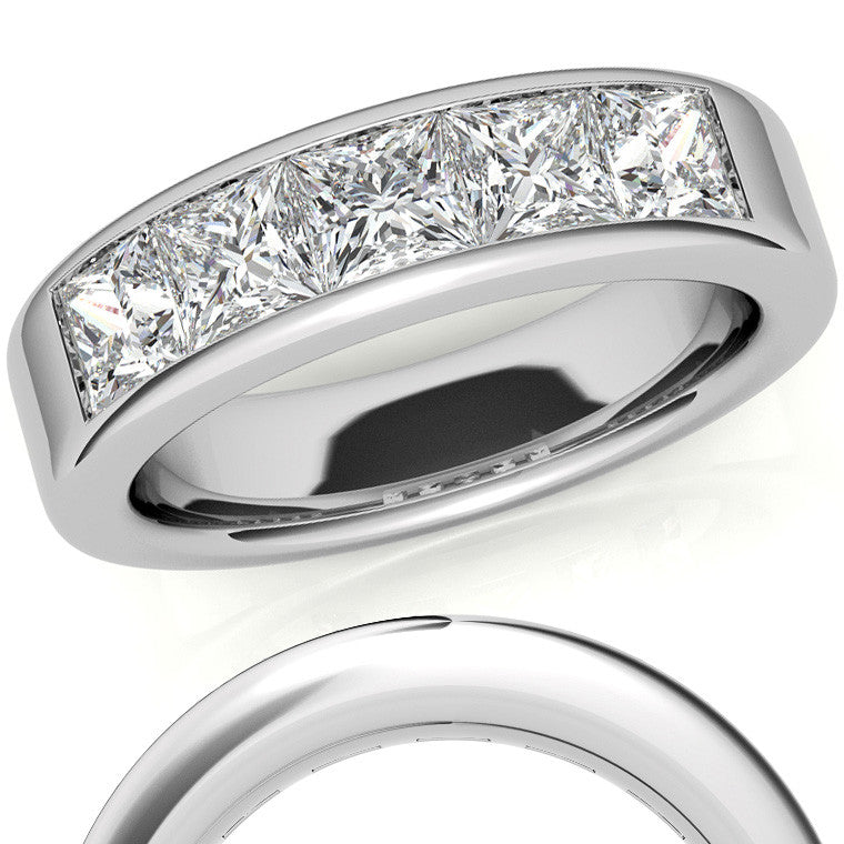 4mm 5-Stone Princess cut Moissanite Channel Anniversary Ring