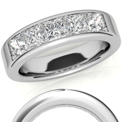 4mm 5-Stone Princess cut Moissanite Channel Anniversary Ring