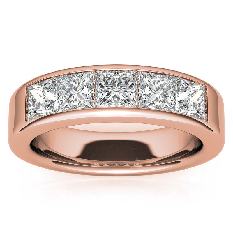 4mm 5-Stone Princess cut Moissanite Channel Anniversary Ring