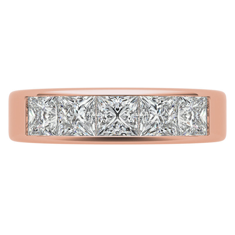 4mm 5-Stone Princess cut Moissanite Channel Anniversary Ring