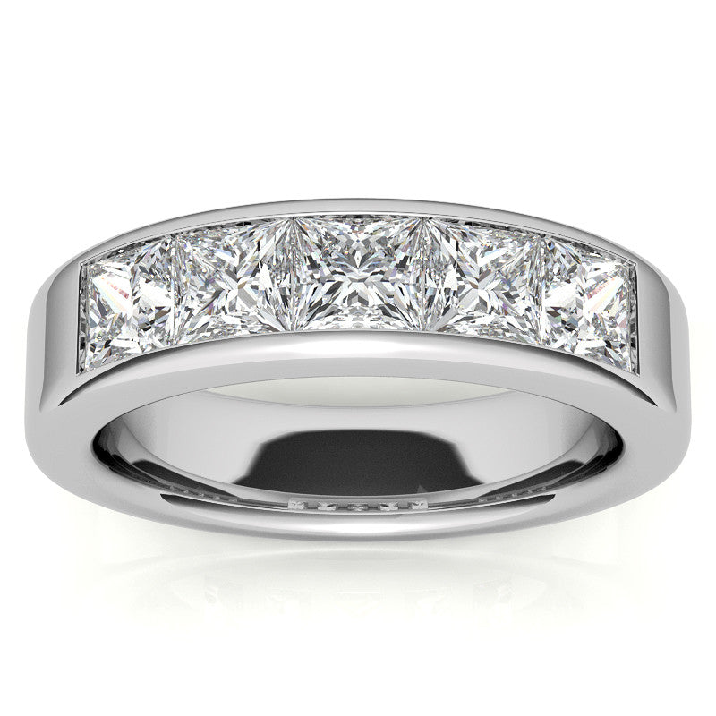 4mm 5-Stone Princess cut Moissanite Channel Anniversary Ring