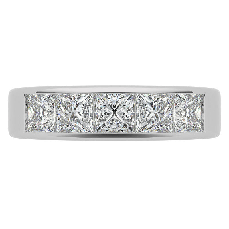 4mm 5-Stone Princess cut Moissanite Channel Anniversary Ring