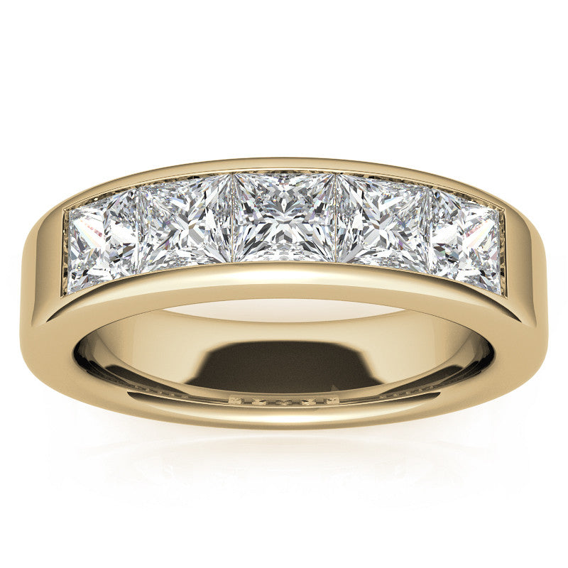 4mm 5-Stone Princess cut Moissanite Channel Anniversary Ring