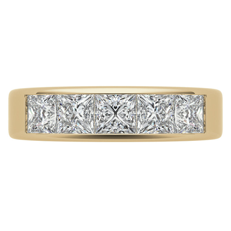 4mm 5-Stone Princess cut Moissanite Channel Anniversary Ring