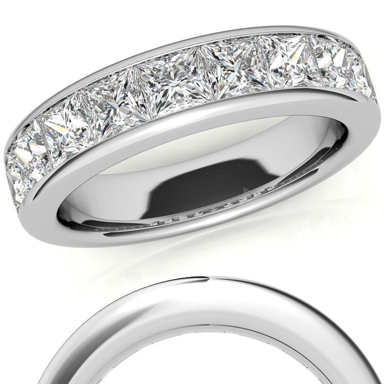 3.5mm 9-Stone Princess cut Moissanite Channel Anniversary Ring