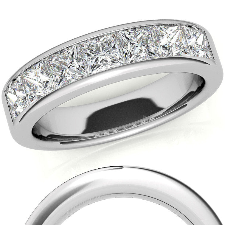 3.5mm 7-Stone Princess cut Moissanite Channel Anniversary Ring