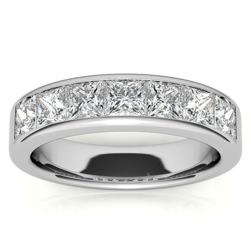 3.5mm 7-Stone Princess cut Moissanite Channel Anniversary Ring