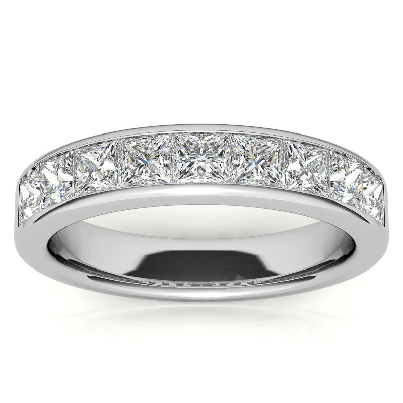 3mm 9-Stone Princess cut Moissanite Channel Anniversary Ring