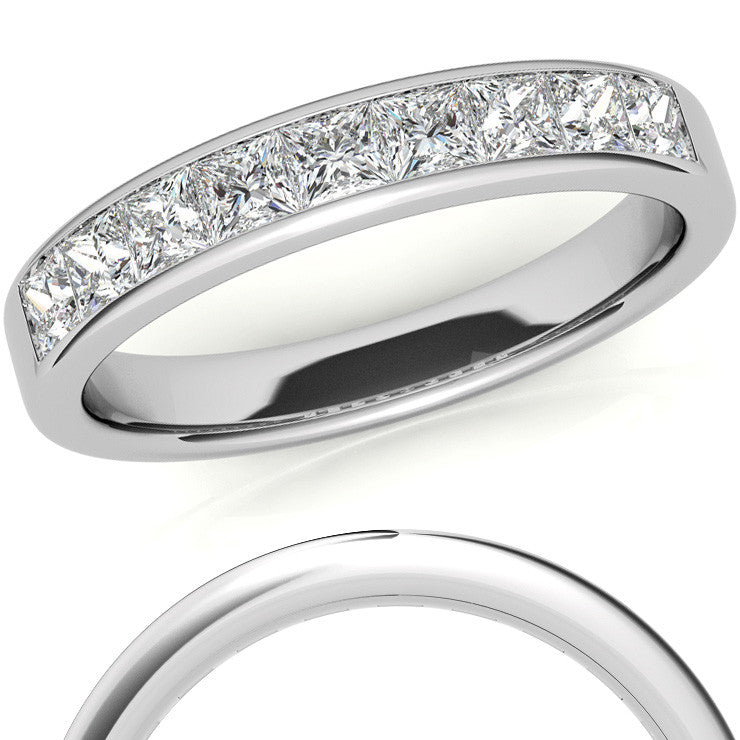 2.5mm 9-Stone Princess cut Moissanite Channel Anniversary Ring