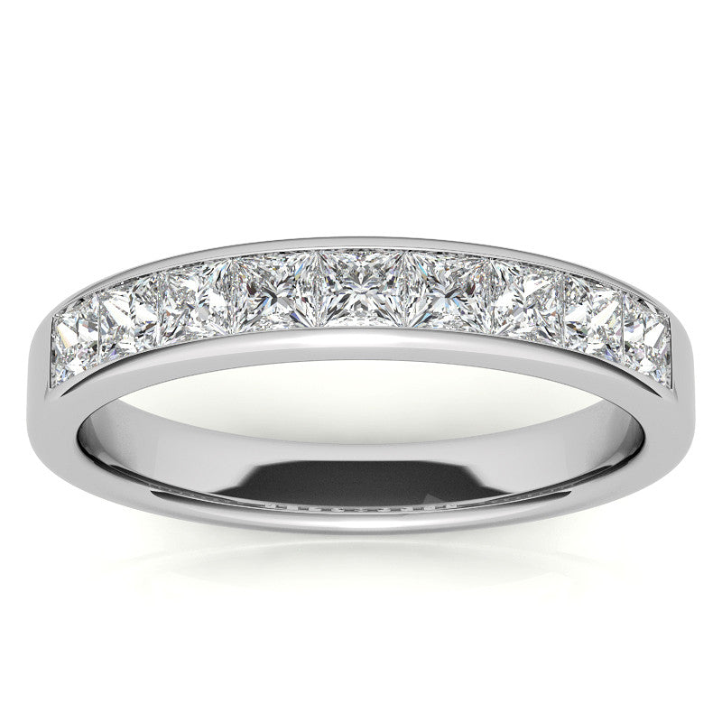 2.5mm 9-Stone Princess cut Moissanite Channel Anniversary Ring