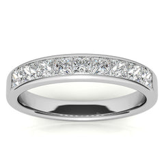 2.5mm 9-Stone Princess cut Moissanite Channel Anniversary Ring