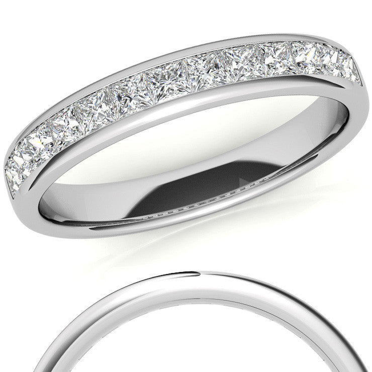 2mm 13-Stone Princess cut Moissanite Channel Anniversary Ring