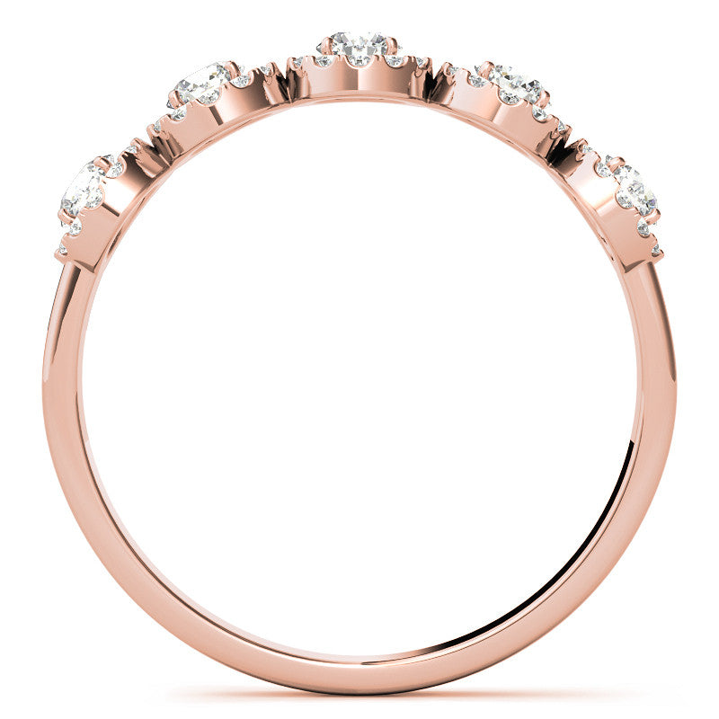 5-Stone Round Brilliant Moissanite Halo Wedding Band