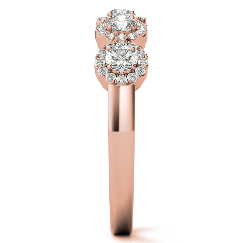 5-Stone Round Brilliant Moissanite Halo Wedding Band