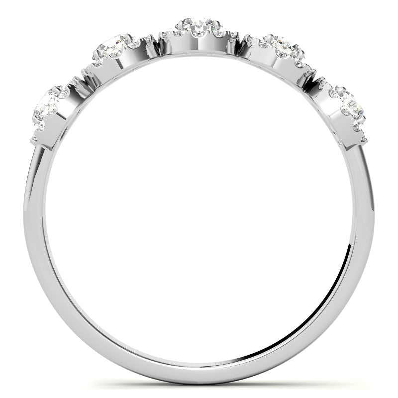 5-Stone Round Brilliant Moissanite Halo Wedding Band