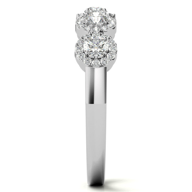 5-Stone Round Brilliant Moissanite Halo Wedding Band