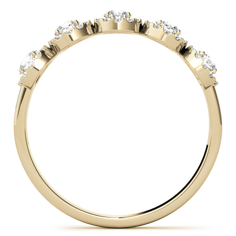 5-Stone Round Brilliant Moissanite Halo Wedding Band