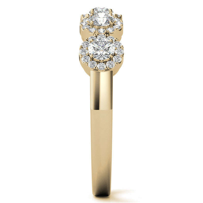5-Stone Round Brilliant Moissanite Halo Wedding Band