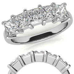 4mm 5-Stone Princess cut Moissanite Anniversary Band