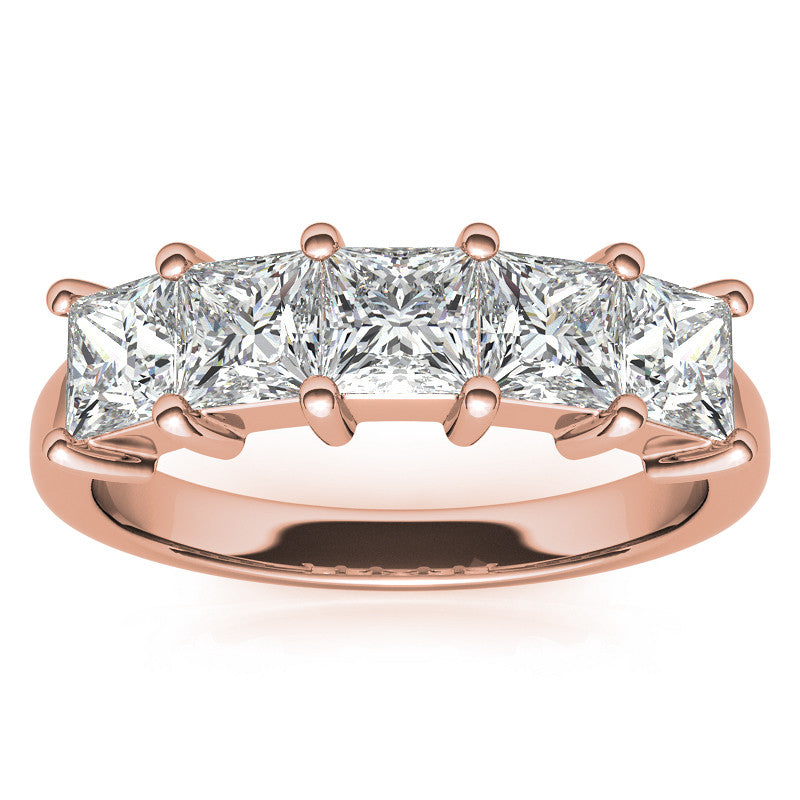 4mm 5-Stone Princess cut Moissanite Anniversary Band