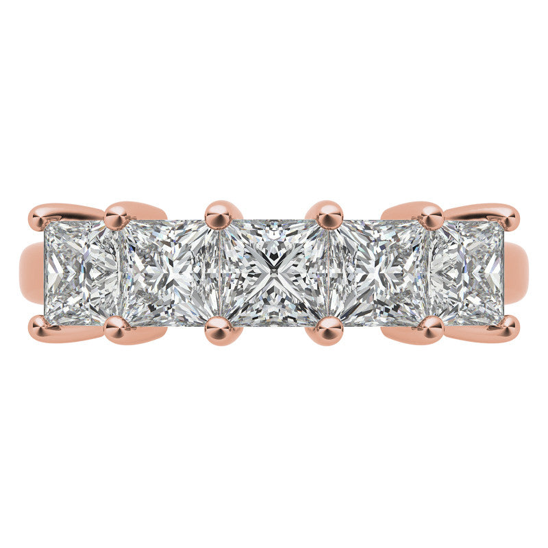 4mm 5-Stone Princess cut Moissanite Anniversary Band