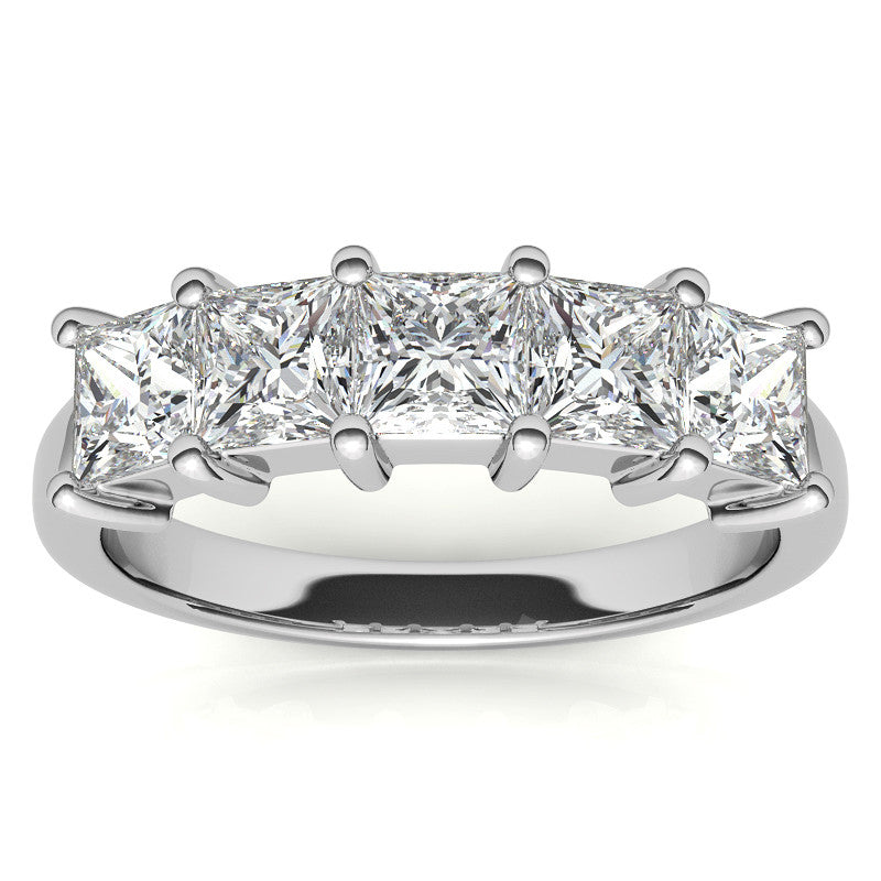 4mm 5-Stone Princess cut Moissanite Anniversary Band