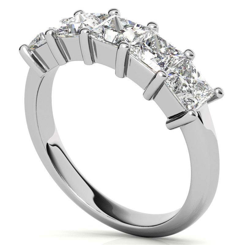 4mm 5-Stone Princess cut Moissanite Anniversary Band