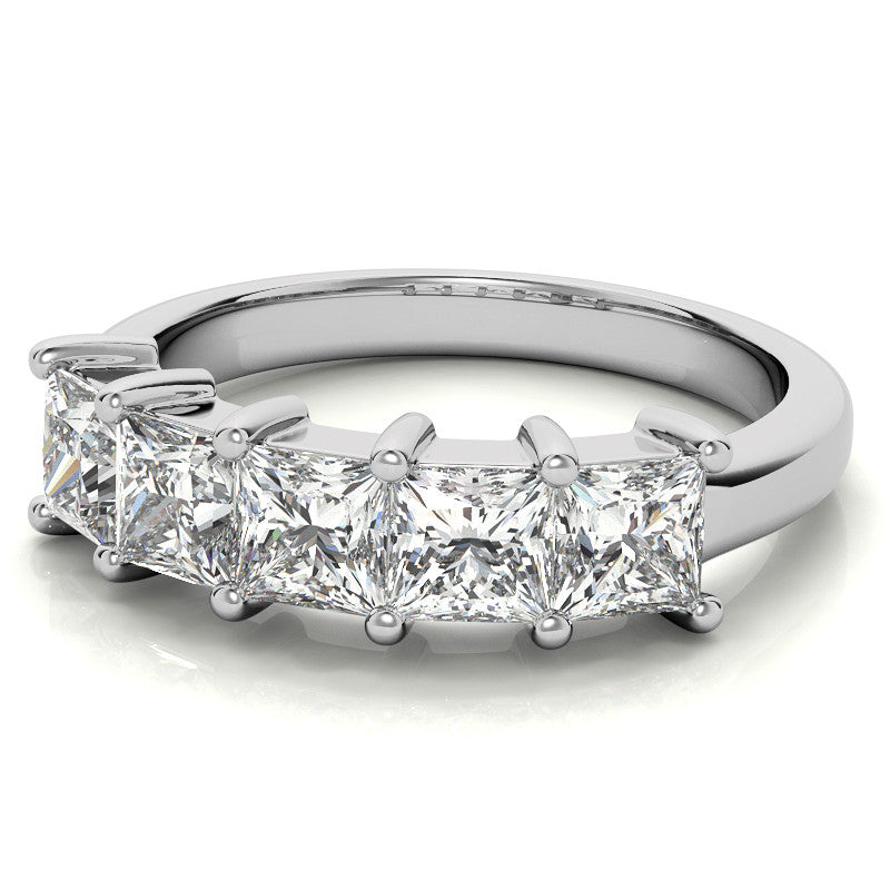 4mm 5-Stone Princess cut Moissanite Anniversary Band