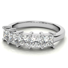 4mm 5-Stone Princess cut Moissanite Anniversary Band