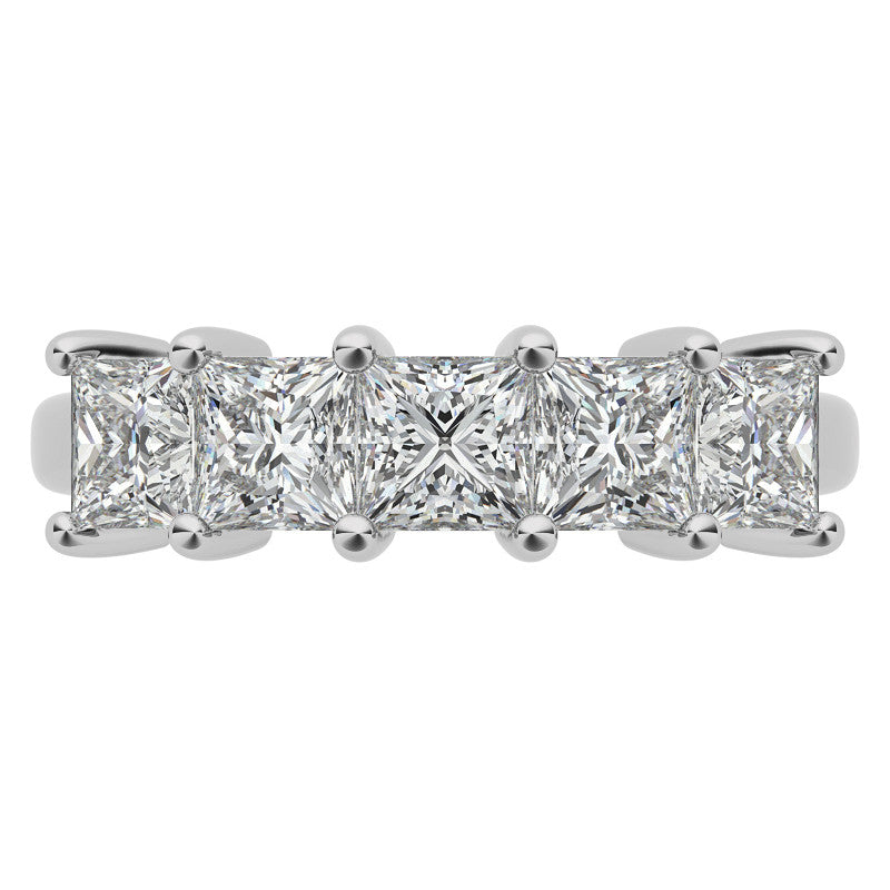4mm 5-Stone Princess cut Moissanite Anniversary Band
