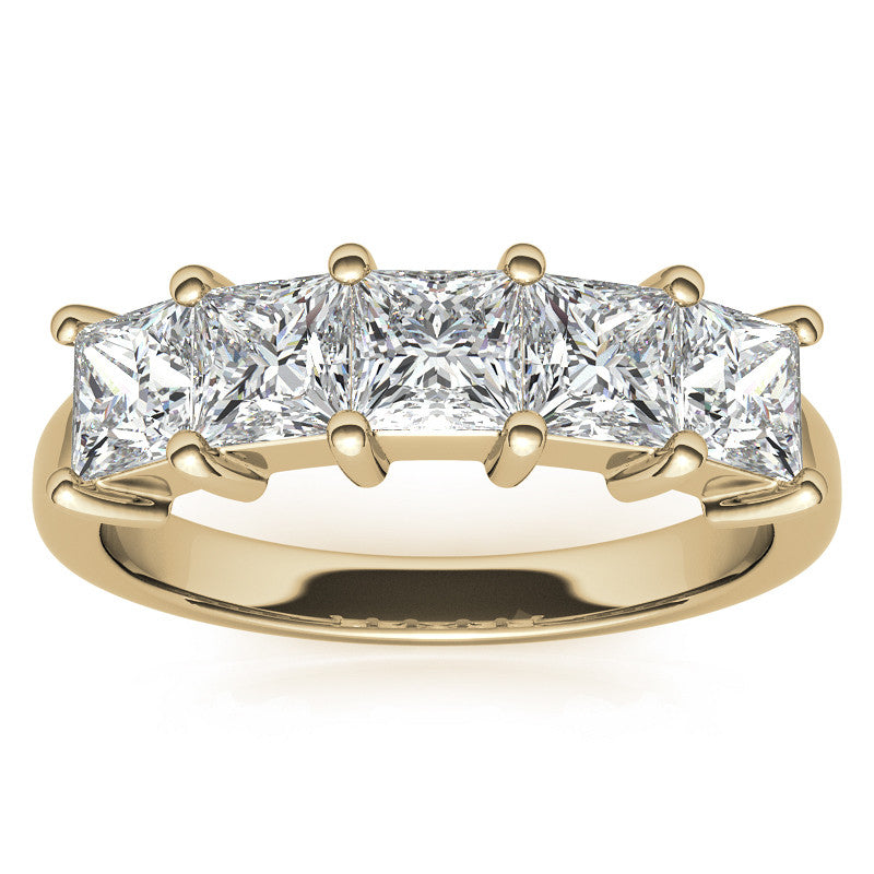 4mm 5-Stone Princess cut Moissanite Anniversary Band