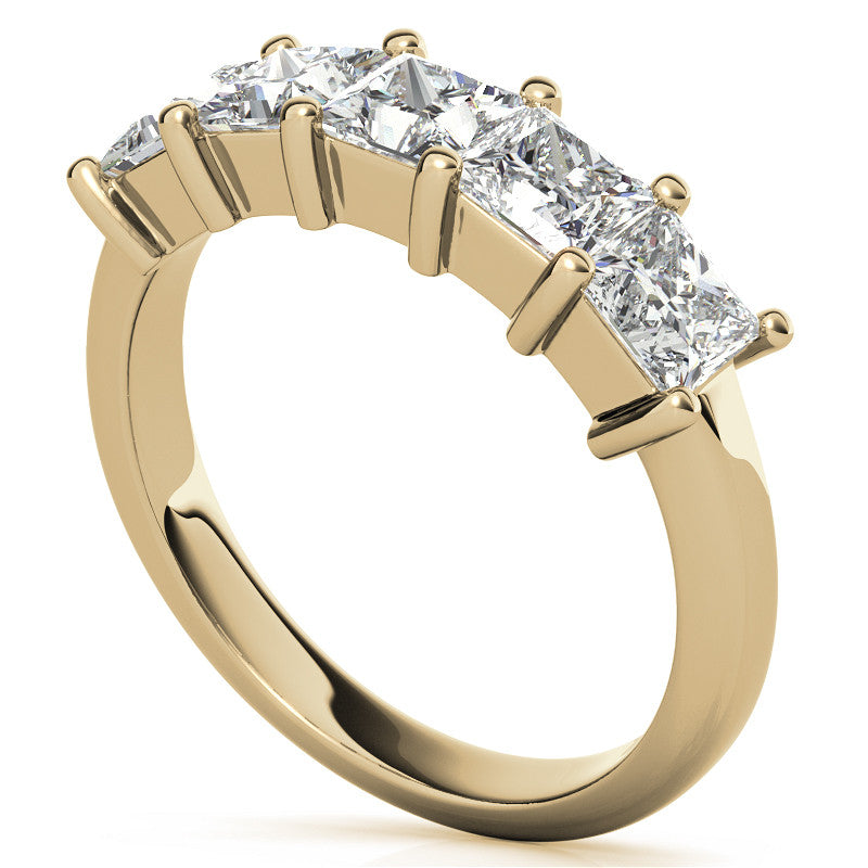 4mm 5-Stone Princess cut Moissanite Anniversary Band