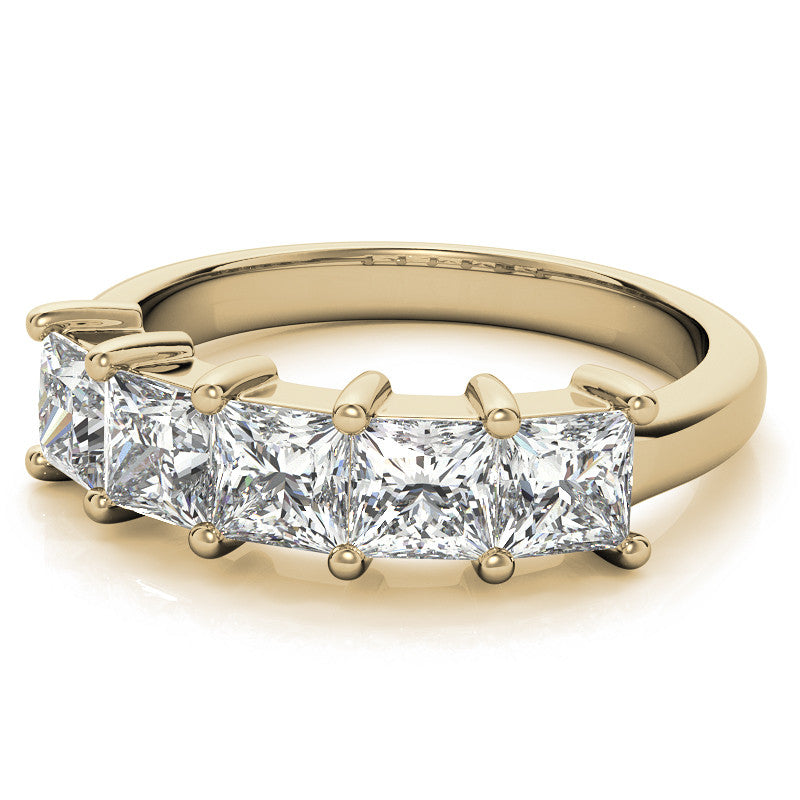 4mm 5-Stone Princess cut Moissanite Anniversary Band