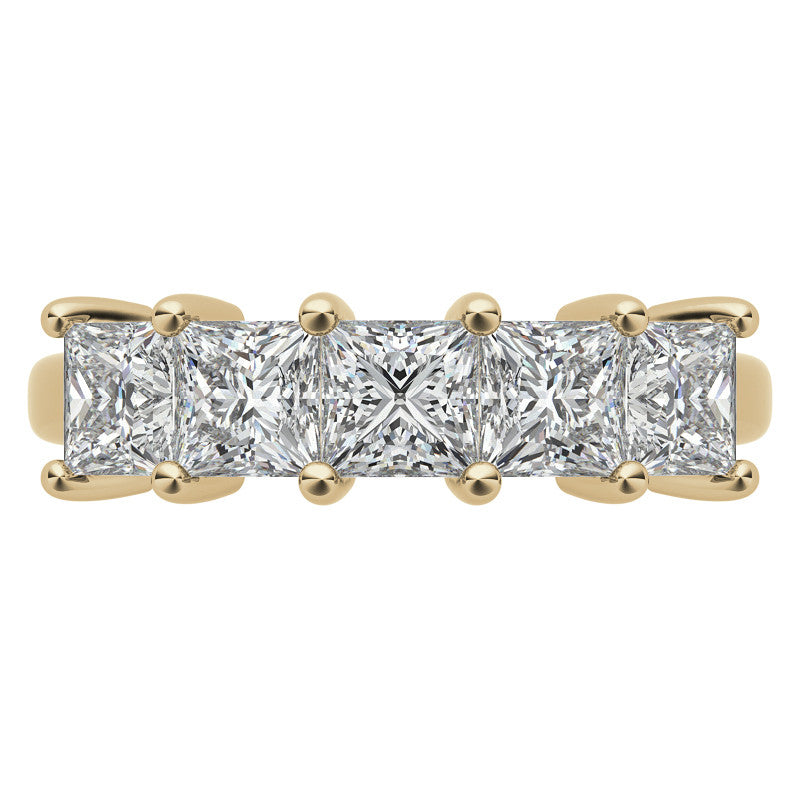 4mm 5-Stone Princess cut Moissanite Anniversary Band