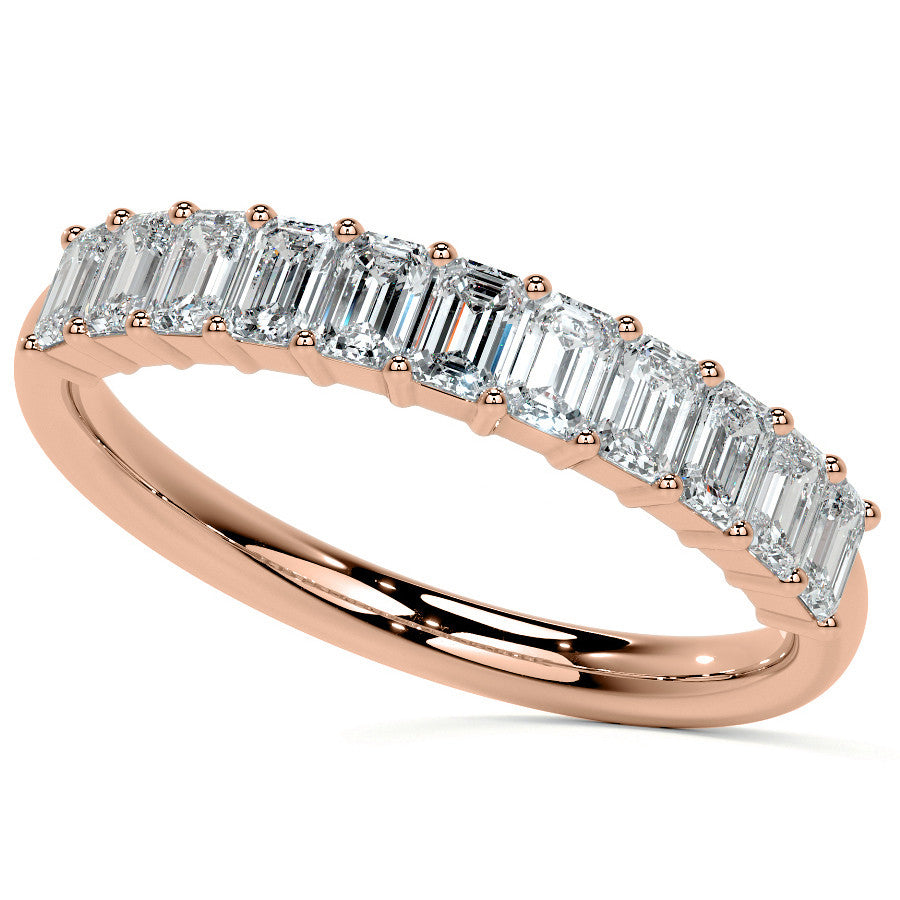 11-Stone 3x2mm Emerald Moissanite Anniversary Band