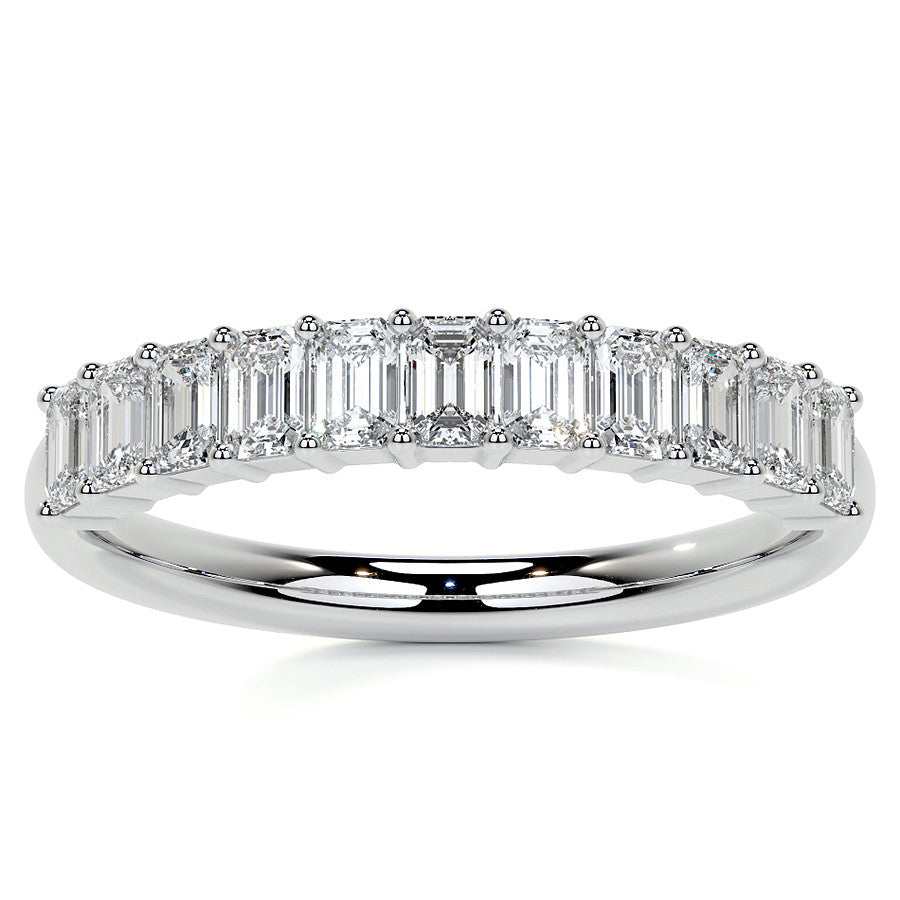 11-Stone 3x2mm Emerald Moissanite Anniversary Band