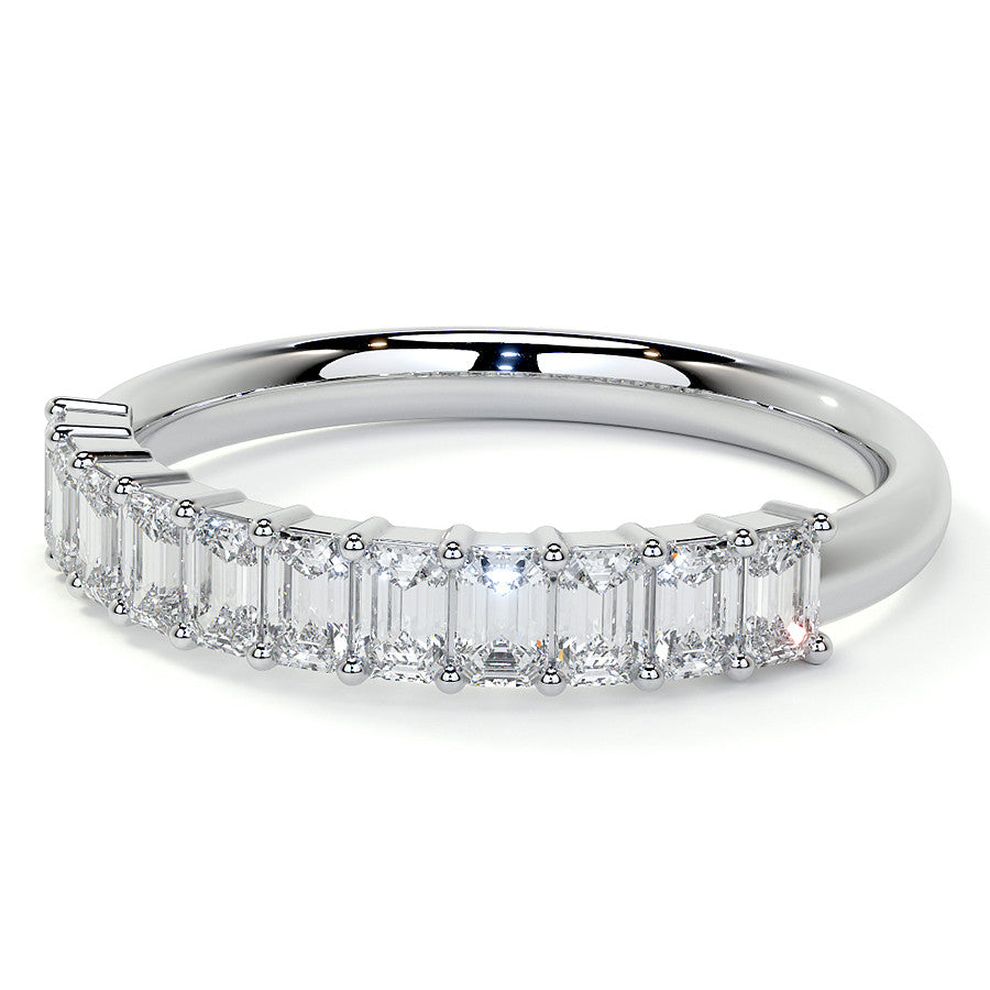 11-Stone 3x2mm Emerald Moissanite Anniversary Band