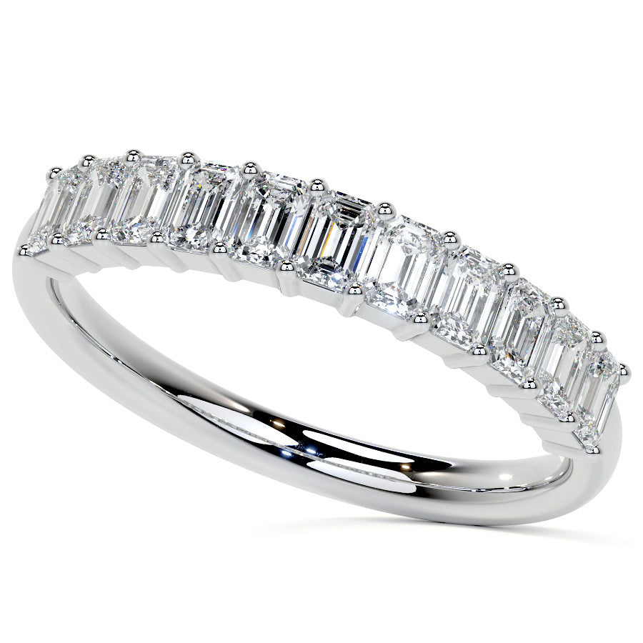 11-Stone 3x2mm Emerald Moissanite Anniversary Band