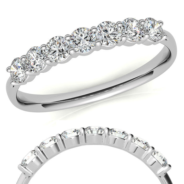 2.7mm 7-stone Round Shared Prong Moissanite Anniversary Band - 0.56ct