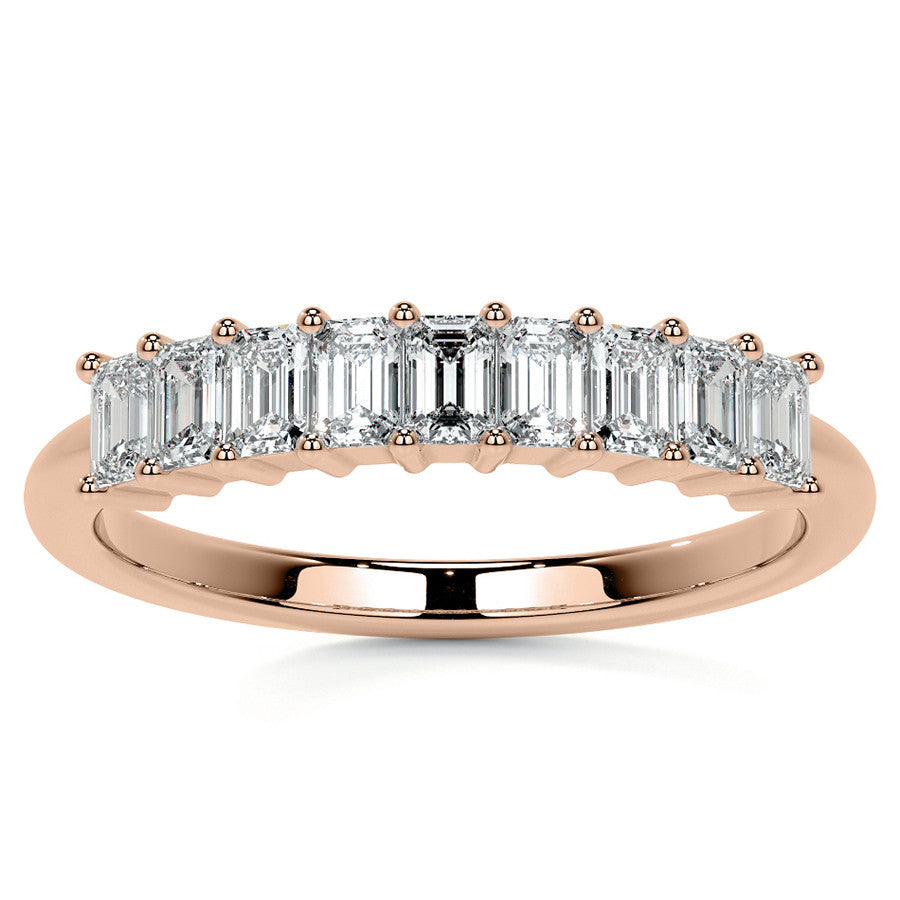 9-Stone 3x2mm Emerald Moissanite Anniversary Band