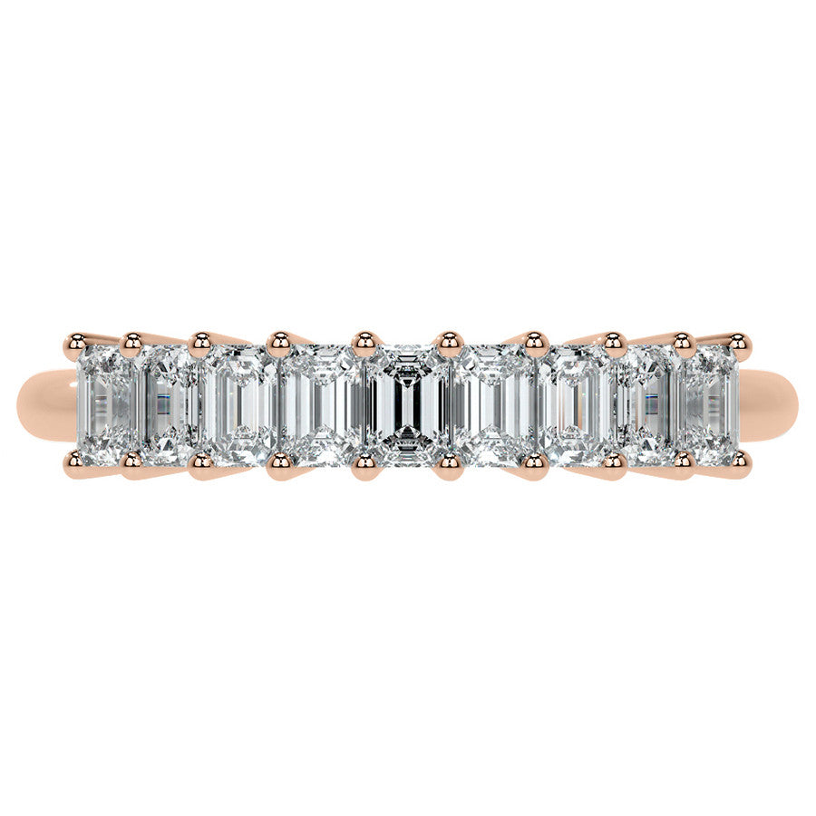 9-Stone 3x2mm Emerald Moissanite Anniversary Band
