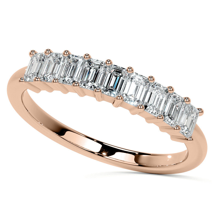 9-Stone 3x2mm Emerald Moissanite Anniversary Band