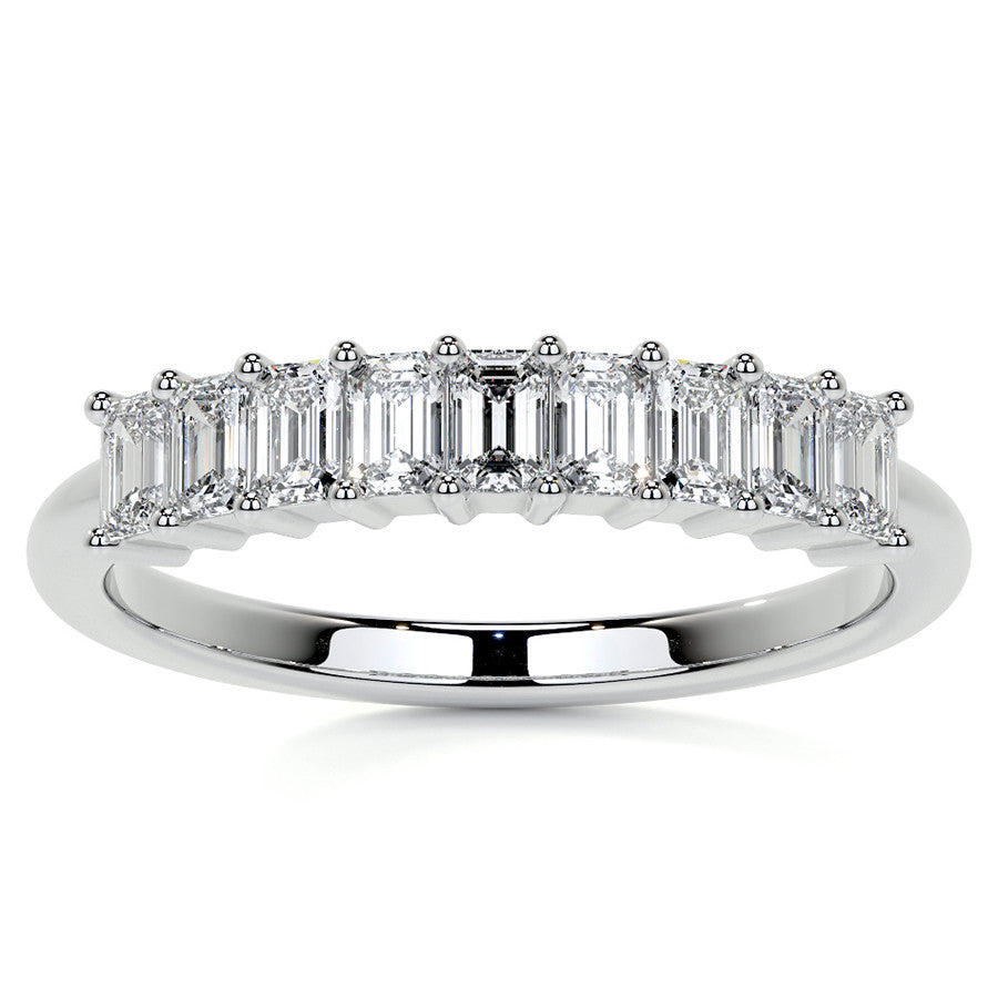 9-Stone 3x2mm Emerald Moissanite Anniversary Band