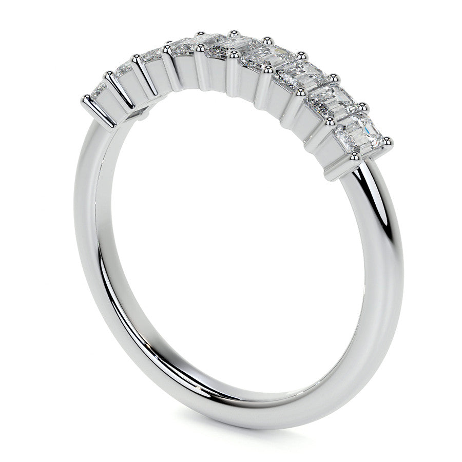 9-Stone 3x2mm Emerald Moissanite Anniversary Band