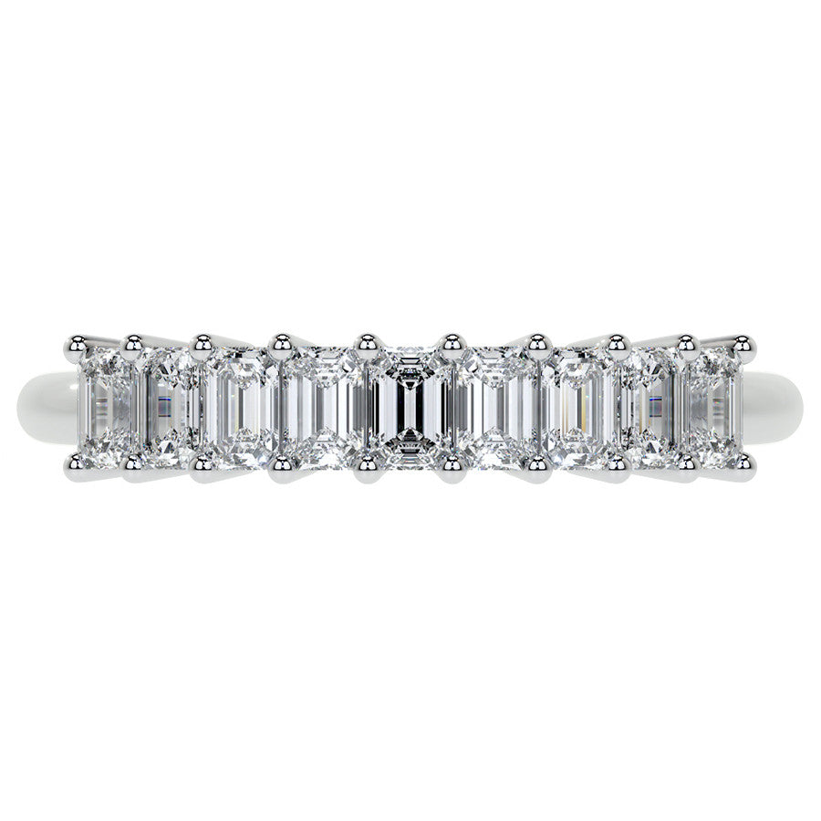 9-Stone 3x2mm Emerald Moissanite Anniversary Band