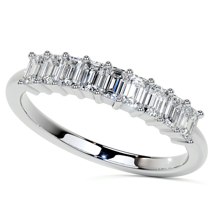 9-Stone 3x2mm Emerald Moissanite Anniversary Band