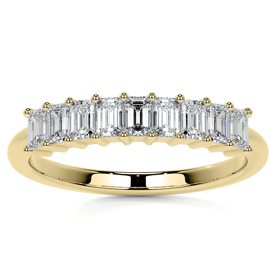 9-Stone 3x2mm Emerald Moissanite Anniversary Band