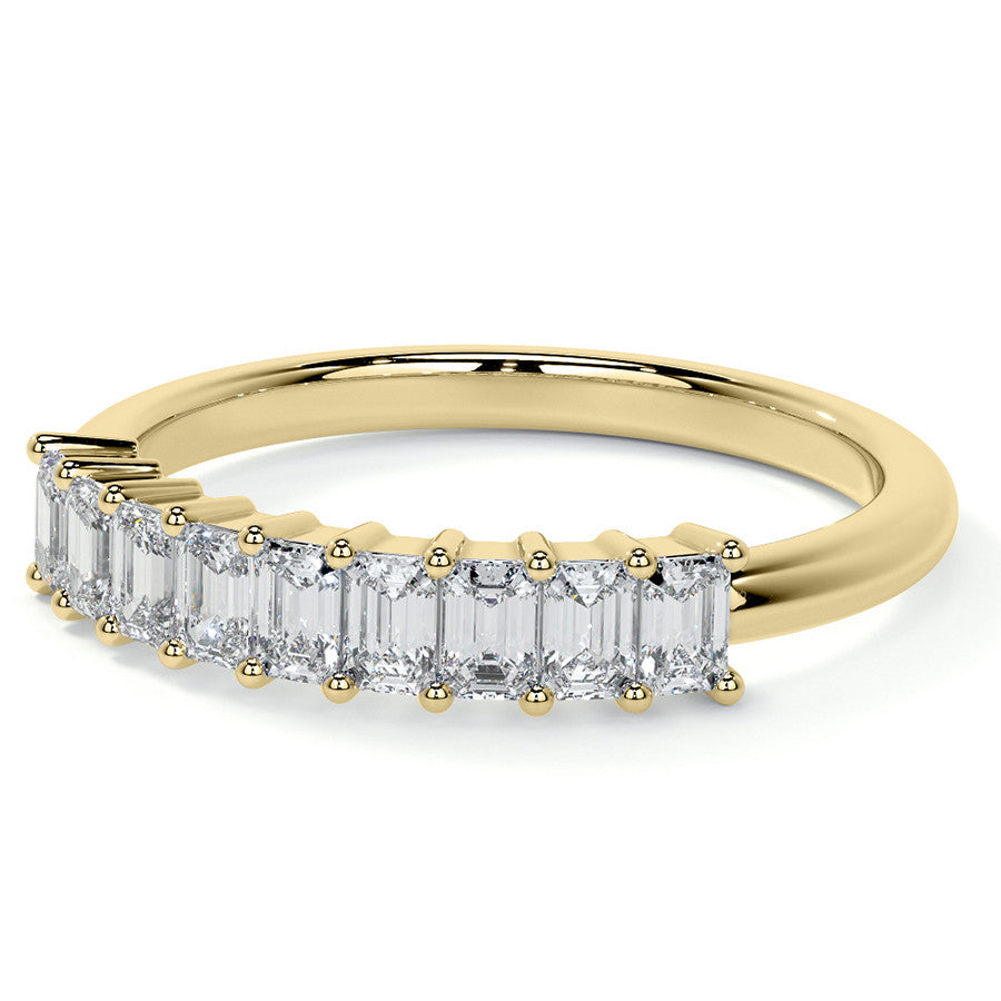9-Stone 3x2mm Emerald Moissanite Anniversary Band